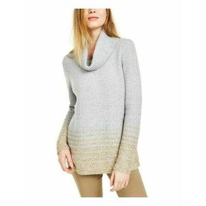 Calvin Klein Women's Cowl Neck Blouse With Lurex Hem Gray